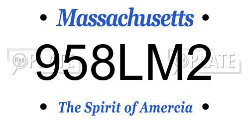 958LM2 Massachusetts License Plate