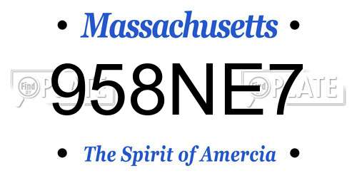 958NE7 Massachusetts License Plate