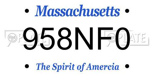 958NF0 Massachusetts License Plate