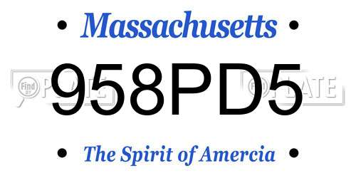 958PD5 Massachusetts License Plate