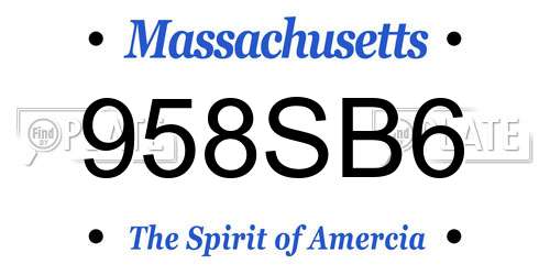 958SB6 Massachusetts License Plate