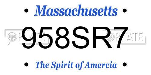 958SR7 Massachusetts License Plate