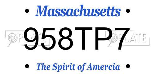 958TP7 Massachusetts License Plate