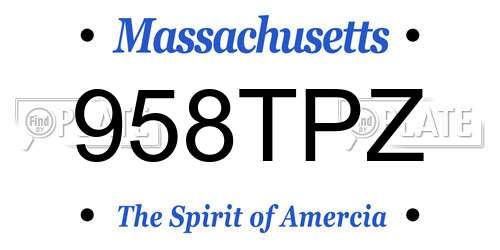 958TPZ Massachusetts License Plate