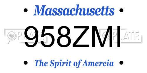 958ZMI Massachusetts License Plate