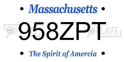 958ZPT Massachusetts License Plate