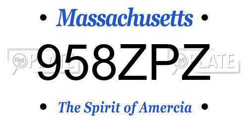 958ZPZ Massachusetts License Plate