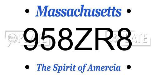 958ZR8 Massachusetts License Plate