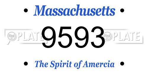 9593 Massachusetts License Plate