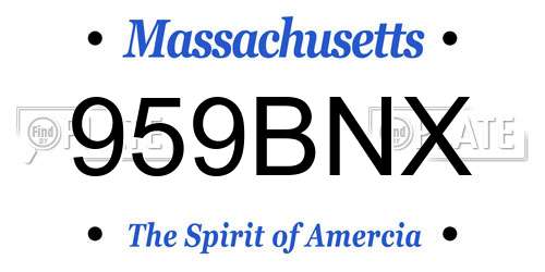 959BNX Massachusetts License Plate