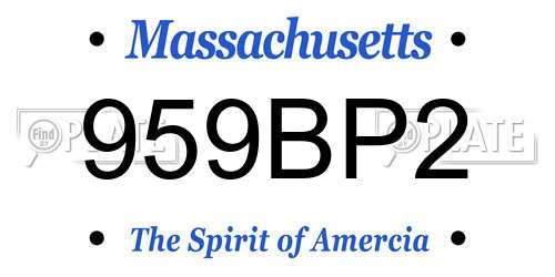 959BP2 Massachusetts License Plate