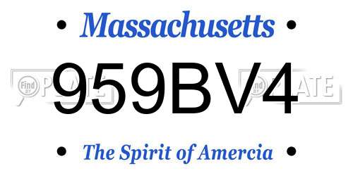 959BV4 Massachusetts License Plate