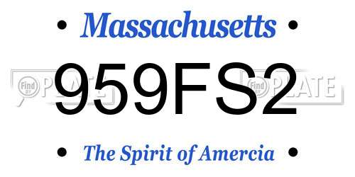 959FS2 Massachusetts License Plate