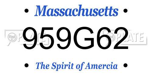 959G62 Massachusetts License Plate