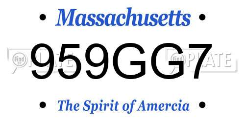959GG7 Massachusetts License Plate