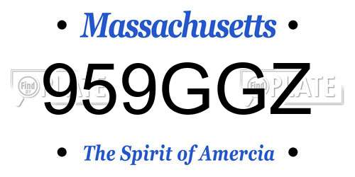 959GGZ Massachusetts License Plate