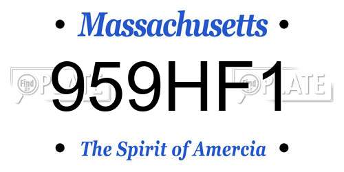 959HF1 Massachusetts License Plate
