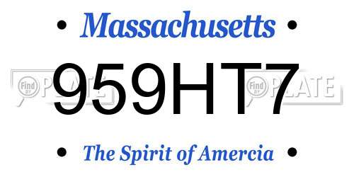 959HT7 Massachusetts License Plate