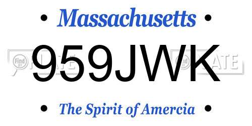 959JWK Massachusetts License Plate