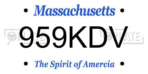 959KDV Massachusetts License Plate