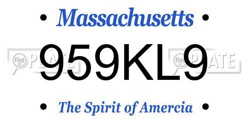 959KL9 Massachusetts License Plate