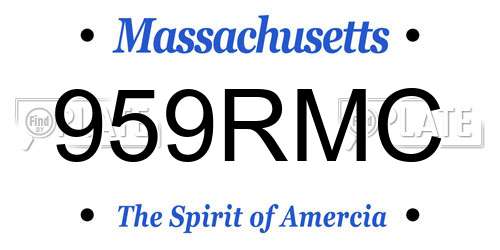 959RMC Massachusetts License Plate