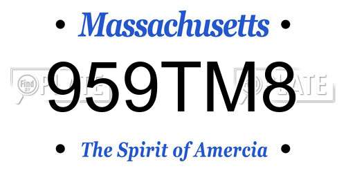 959TM8 Massachusetts License Plate