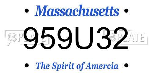 959U32 Massachusetts License Plate