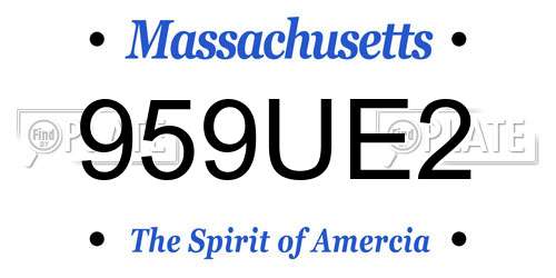 959UE2 Massachusetts License Plate