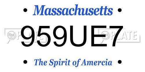 959UE7 Massachusetts License Plate