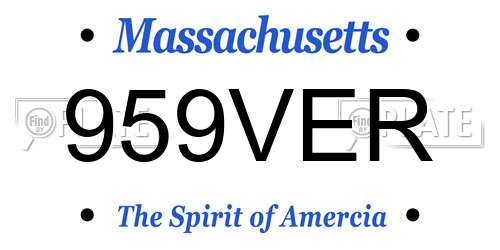 959VER Massachusetts License Plate
