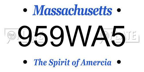 959WA5 Massachusetts License Plate