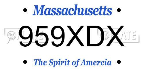 959XDX Massachusetts License Plate