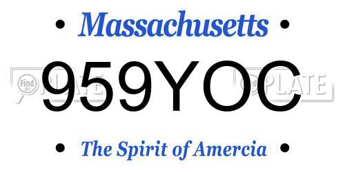 959YOC Massachusetts License Plate