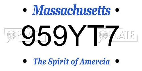 959YT7 Massachusetts License Plate