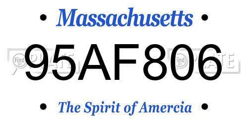 95AF806 Massachusetts License Plate
