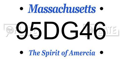 95DG46 Massachusetts License Plate