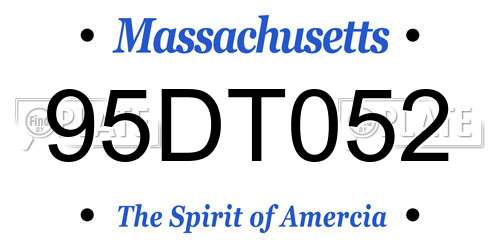 95DT052 Massachusetts License Plate
