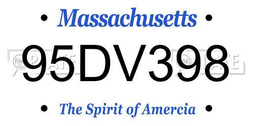 95DV398 Massachusetts License Plate