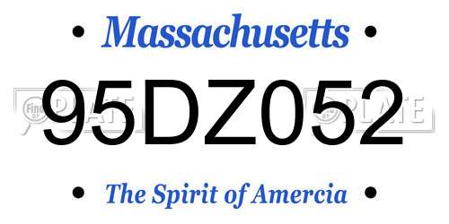 95DZ052 Massachusetts License Plate