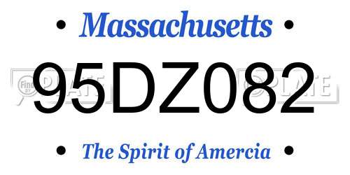 95DZ082 Massachusetts License Plate