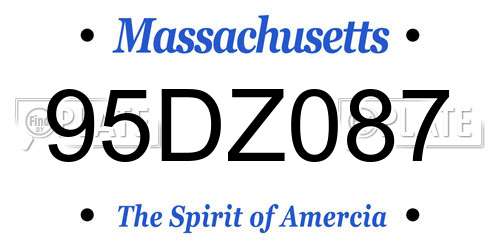 95DZ087 Massachusetts License Plate
