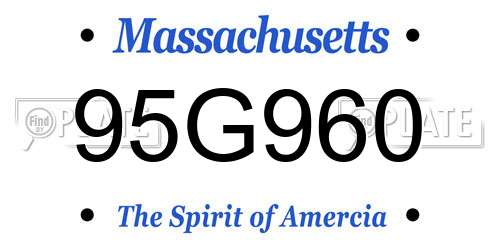 95G960 Massachusetts License Plate