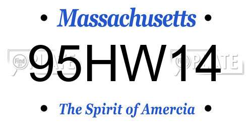 95HW14 Massachusetts License Plate