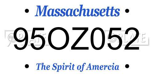 95OZ052 Massachusetts License Plate