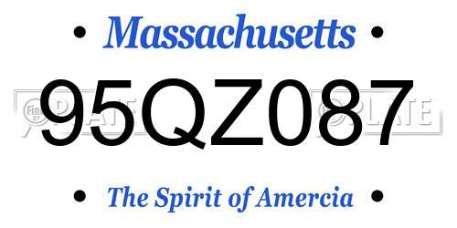 95QZ087 Massachusetts License Plate