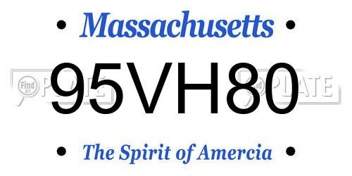 95VH80 Massachusetts License Plate