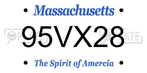 95VX28 Massachusetts License Plate