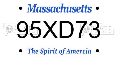 95XD73 Massachusetts License Plate
