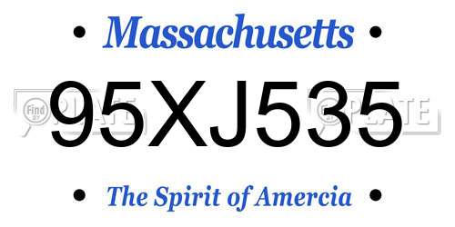 95XJ535 Massachusetts License Plate